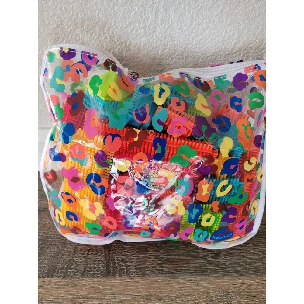 Picasso Tiles Bristle Blocks Set 50 Piece Neon Color Leopard Pouch Bag Holder #5